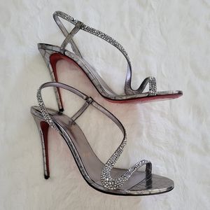 Christian Louboutin Rosalie 100 Metallic Nappa Embossed Crystal 38.5